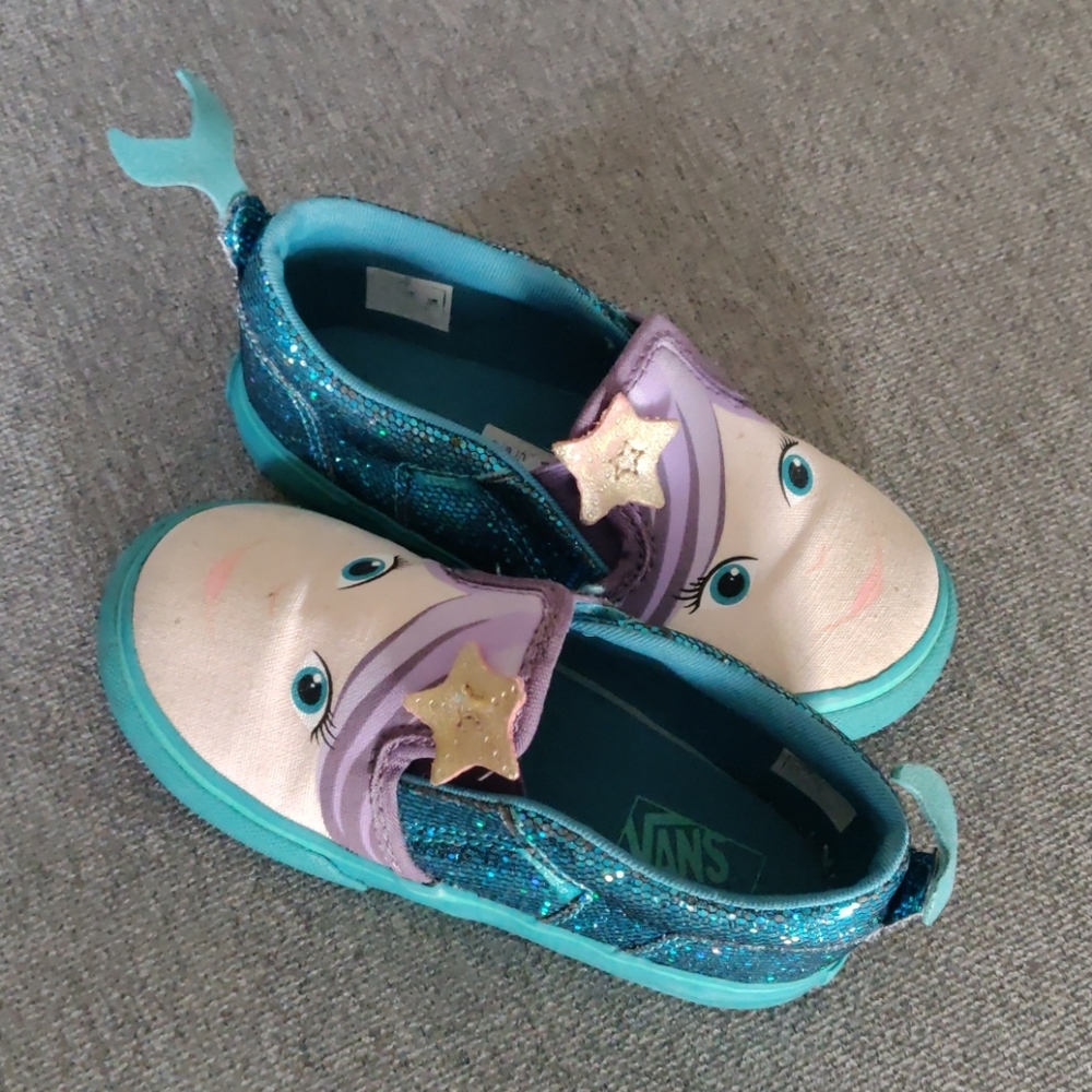 Girls Vans mermaid slip ons